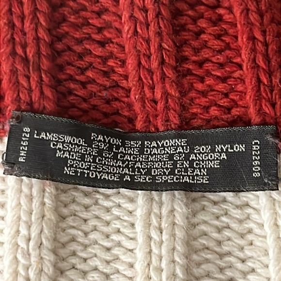 Coach Wool Angora Blend Rust Red and Ivory Scarf 58 x 7.5 - Picture 5 of 7